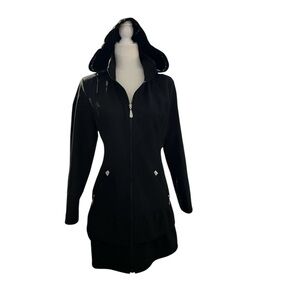 Betsey Johnson Black Soft Shell Ruffled Coat Size Medium